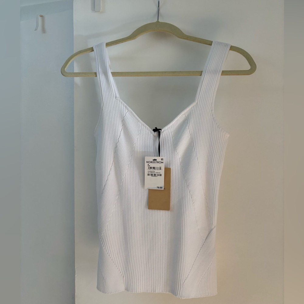 Halogen Ribbed Knit Top in White